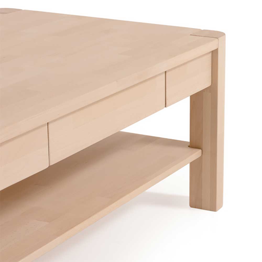 Heller Holz Couchtisch mit praktischer Schublade und offener Ablagefläche – Carisma