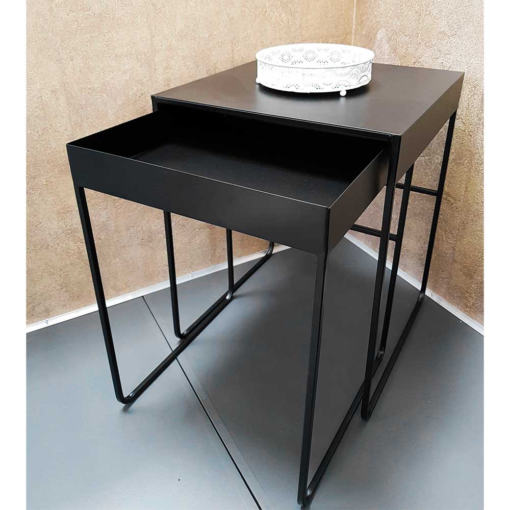 Schwarze Beistelltische aus Metall - Satira (zweiteilig)