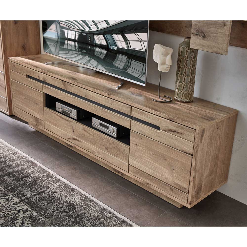 Holzoptik TV Anbauwand Set - Zelio (dreiteilig)