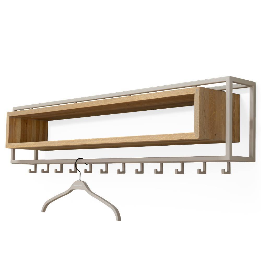 Design-Wandgarderobe in Taupe und Eiche Natur - Frosina