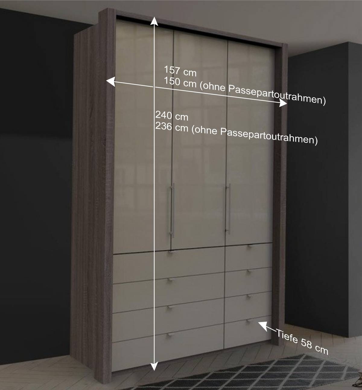 Schlafzimmer Kleiderschrank mit acht Schubladen - Samona