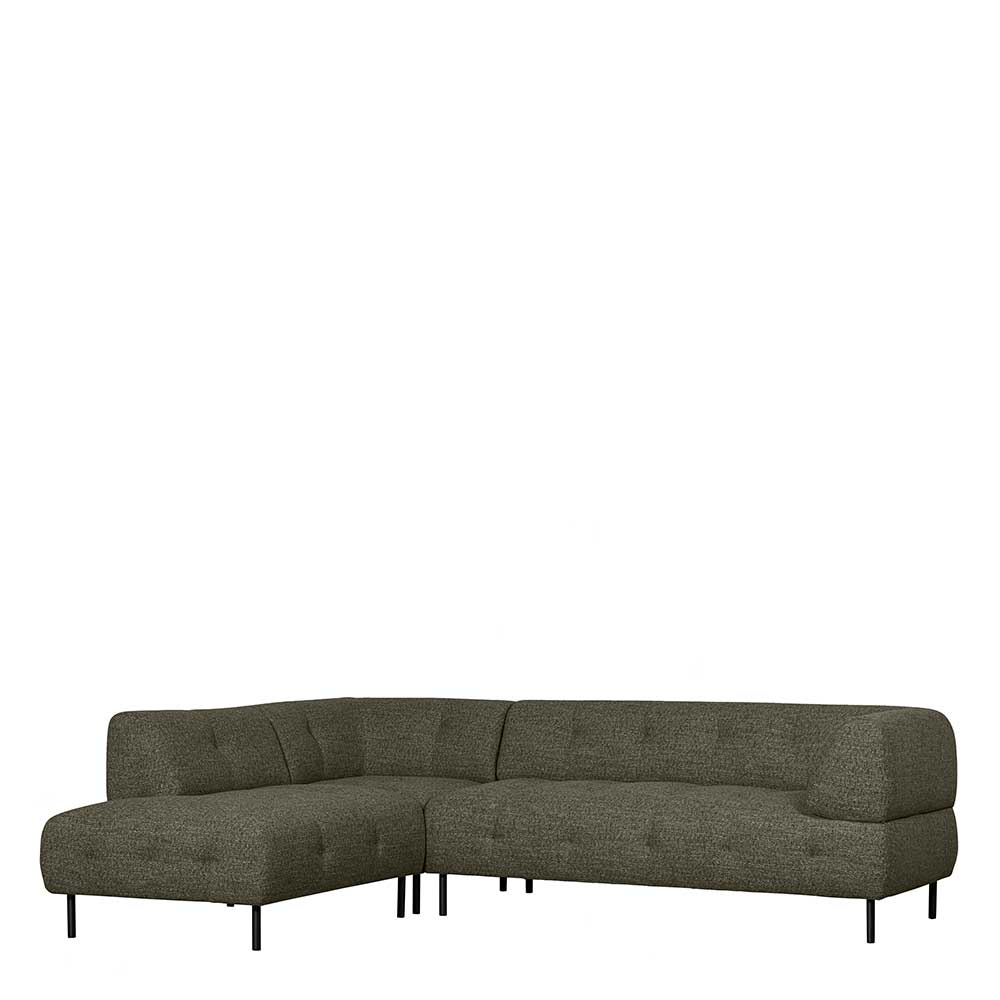L Sofa aus Strukturstoff in Dunkelgrün - Teresia