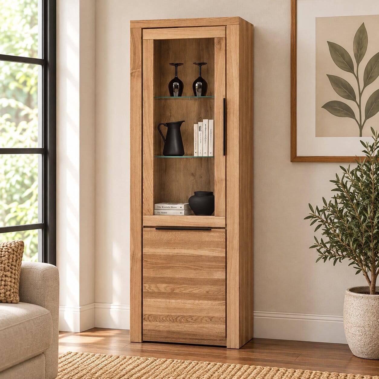70cm breite Vitrine 2-türig - 199 cm hoch - Nelenia