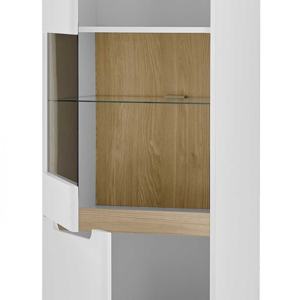 Vitrinenschrank in Weiß mit Eiche - Ginko