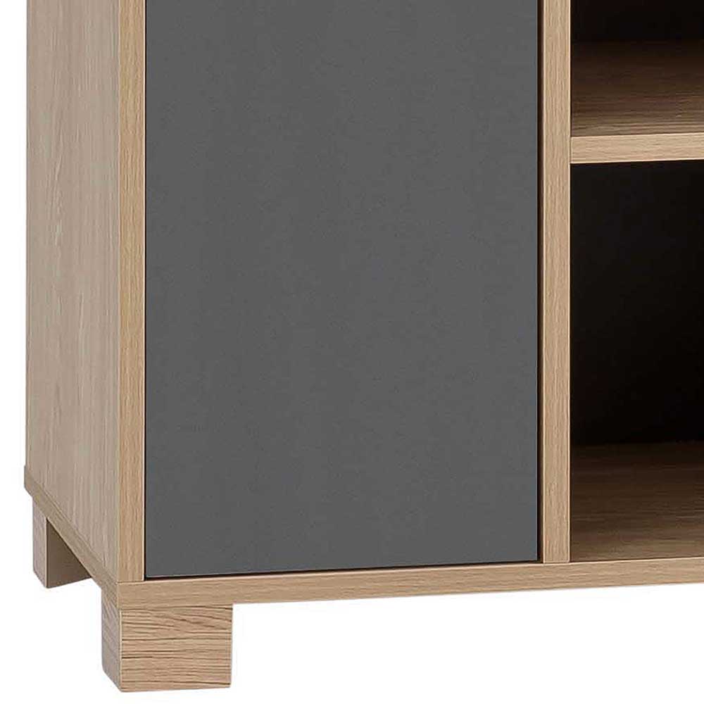 Modernes Highboard in Dunkelgrau & Eiche Hell - Vonza