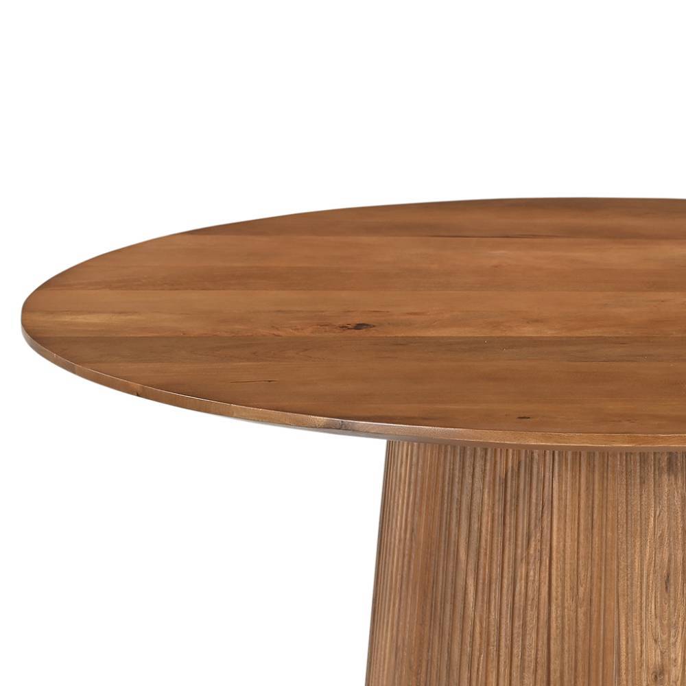 Runde Esstischplatte aus Massivholz mit sichtbarer Holzmaserung – Galadira