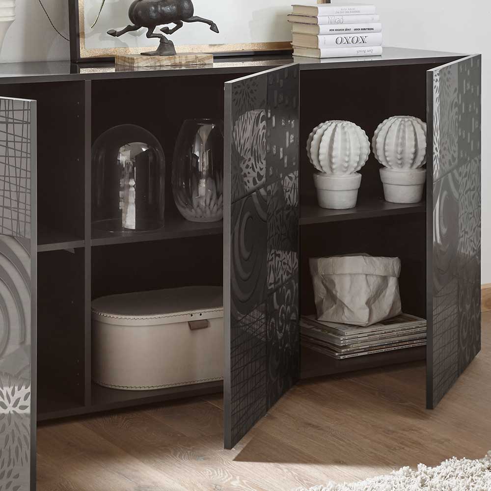 3-türiges Sideboard in Grau Glanz lackiert - Ipatal