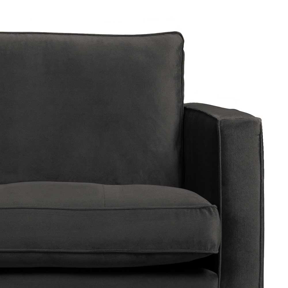 Samt Wohnzimmercouch in Anthrazit mit Schwarz - Ertrego
