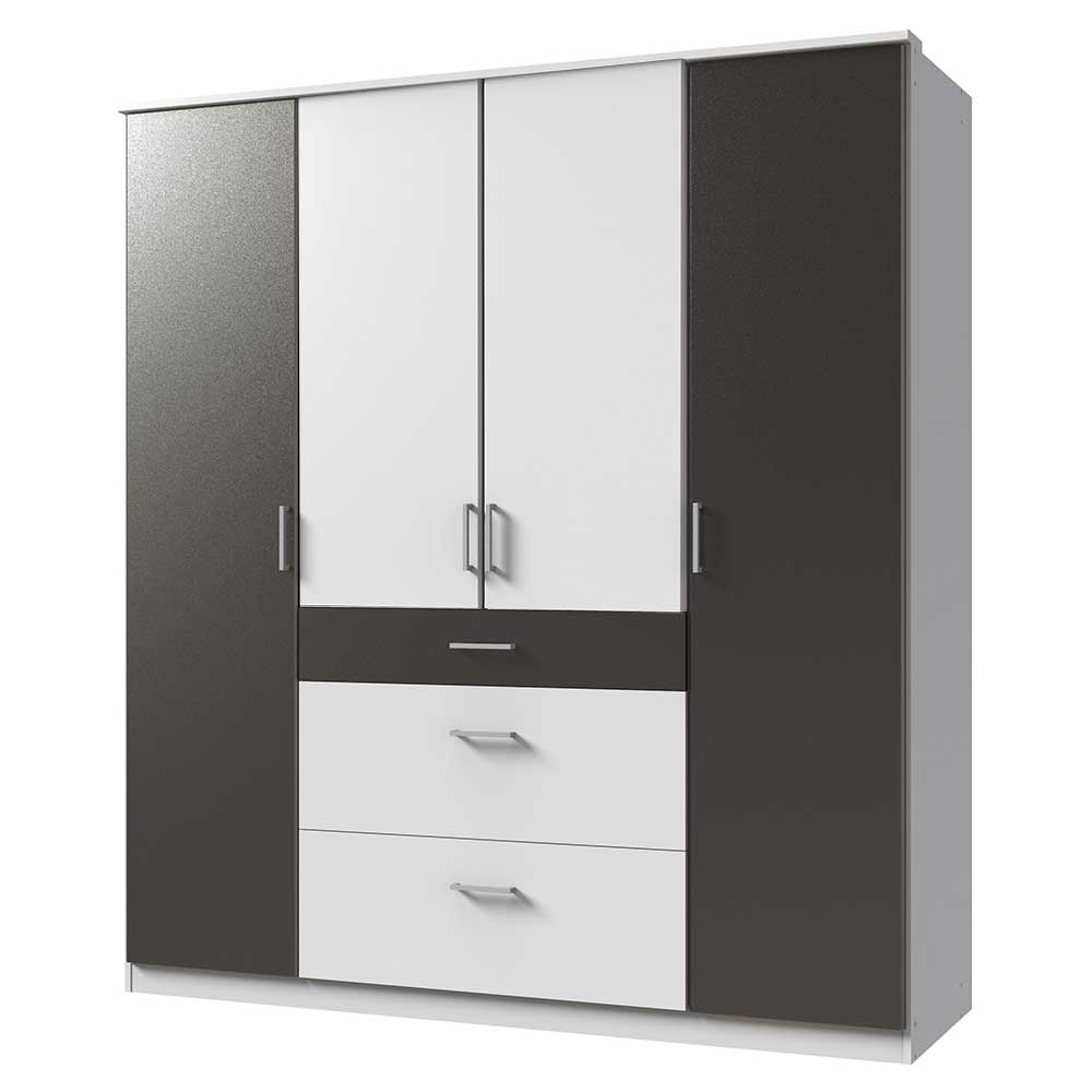 Schlafzimmerschrank in Weiß und Dunkelgrau - Vanila