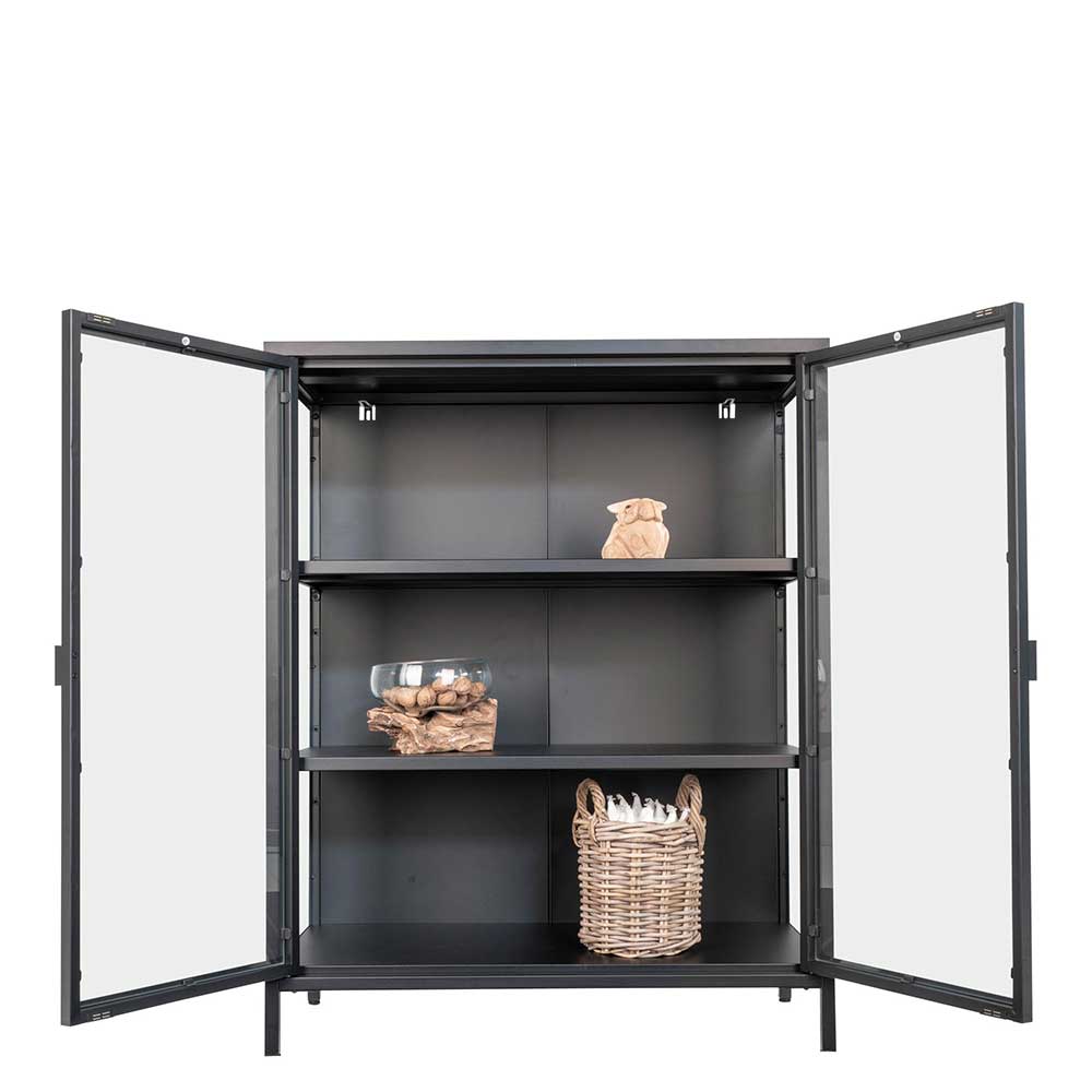 80x102x40 Highboard Vitrine aus Glas & Stahl - Immy