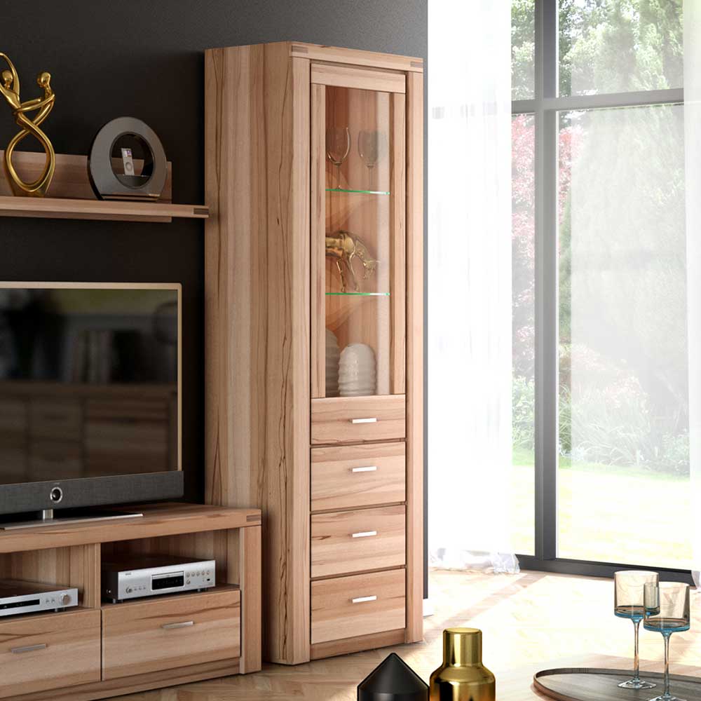 68cm breiter Vitrinenschrank in Kernbuche - Uhelia
