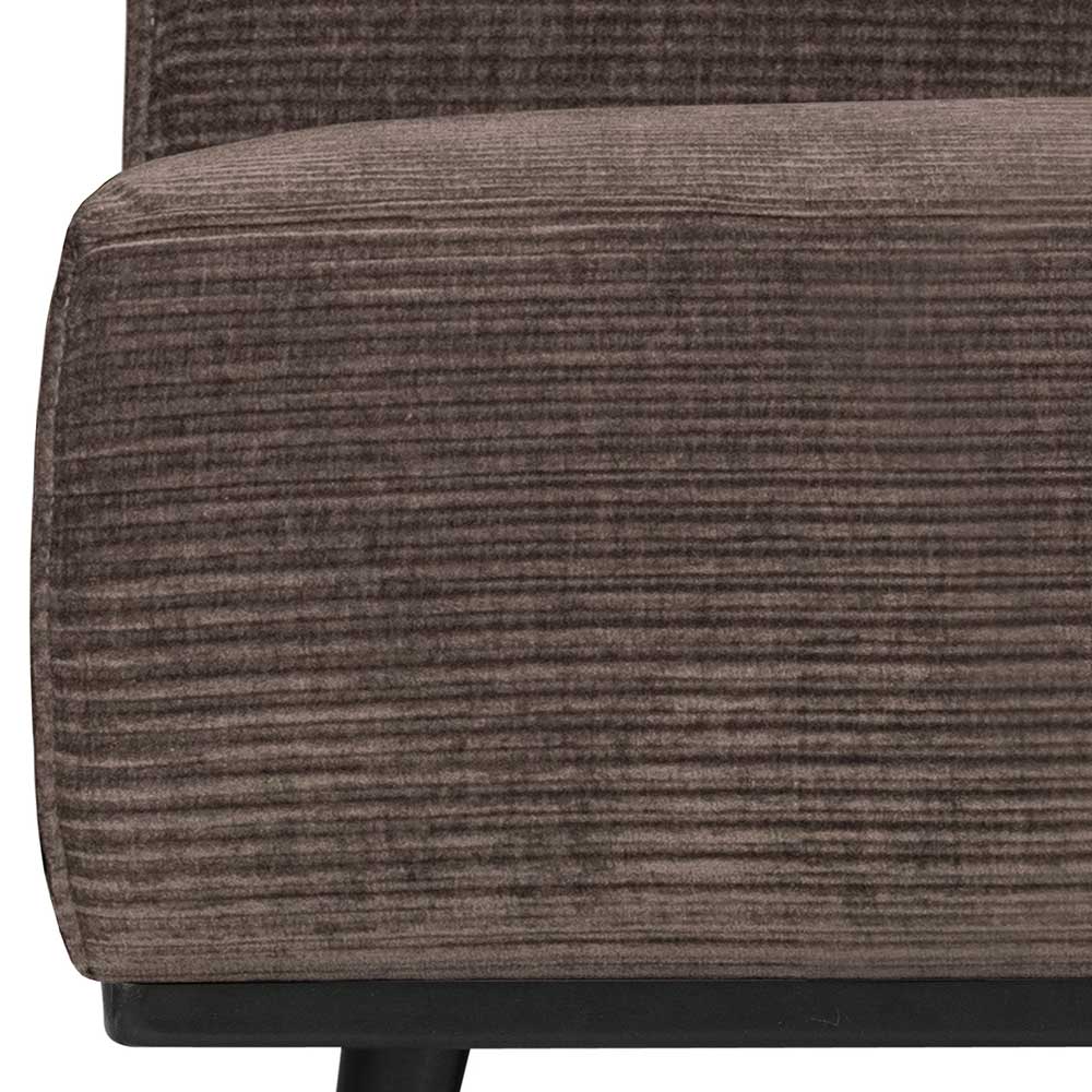 Sitzfläche und Armlehnendetail des Breitcord Sofa-Elements in Taupe – Rusaly