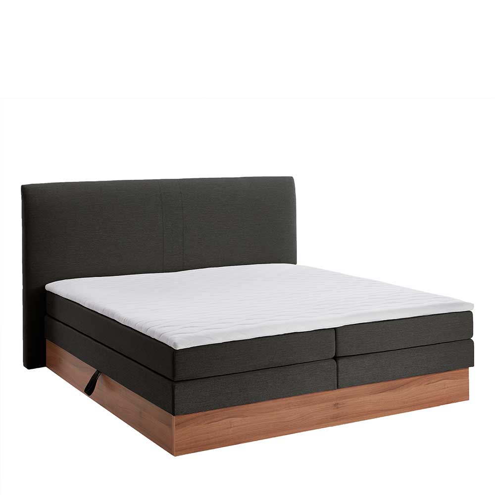 Boxbett mit Stauraum in Anthrazit & Walnuss - Pitta