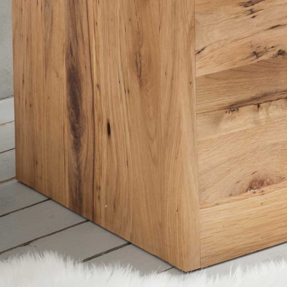 84x45x43 Wildeiche Holztruhe mit flachem Deckel - Mariono
