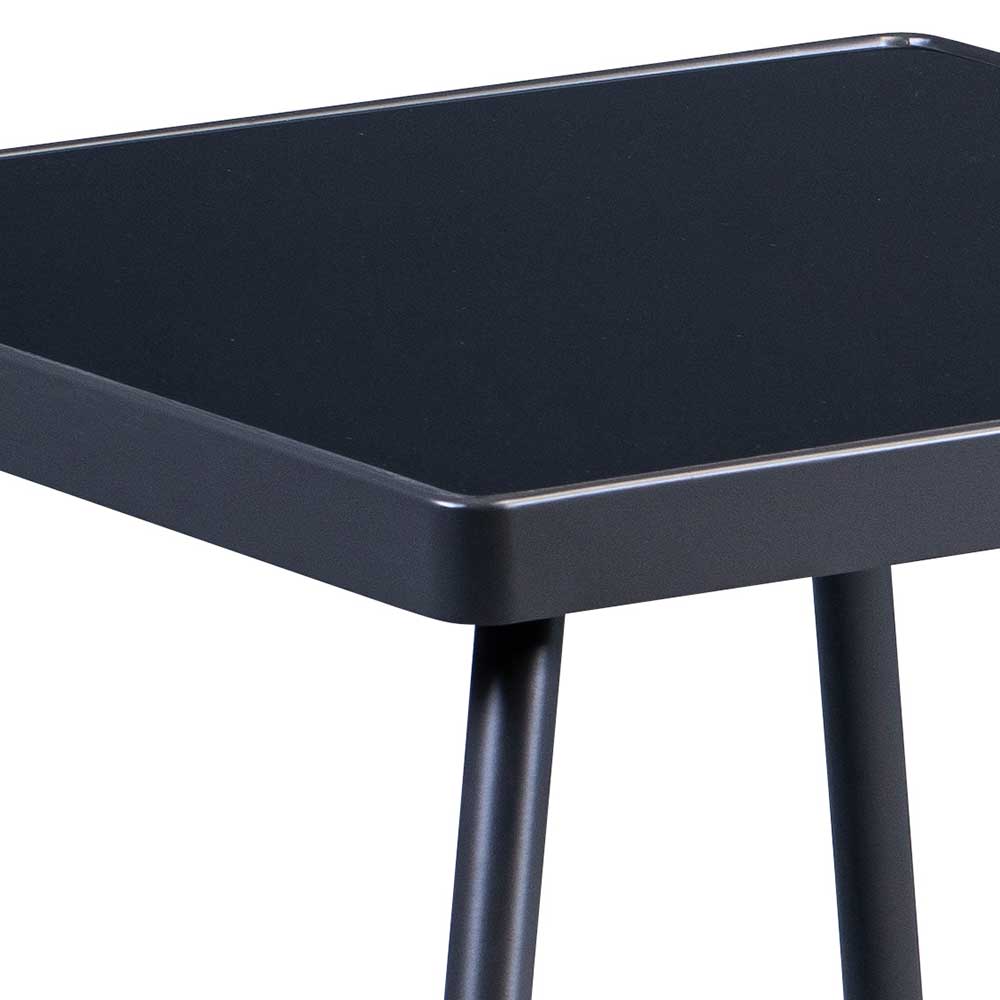 50x50 Beistelltisch mit Schwarzglas Platte - Hanyas
