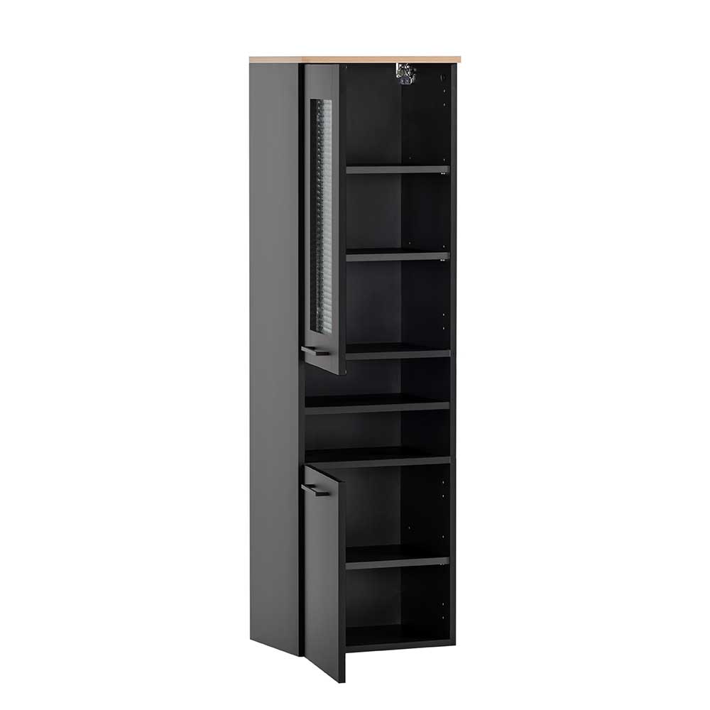 Moderner Bad Midischrank in Schwarz - Riguna