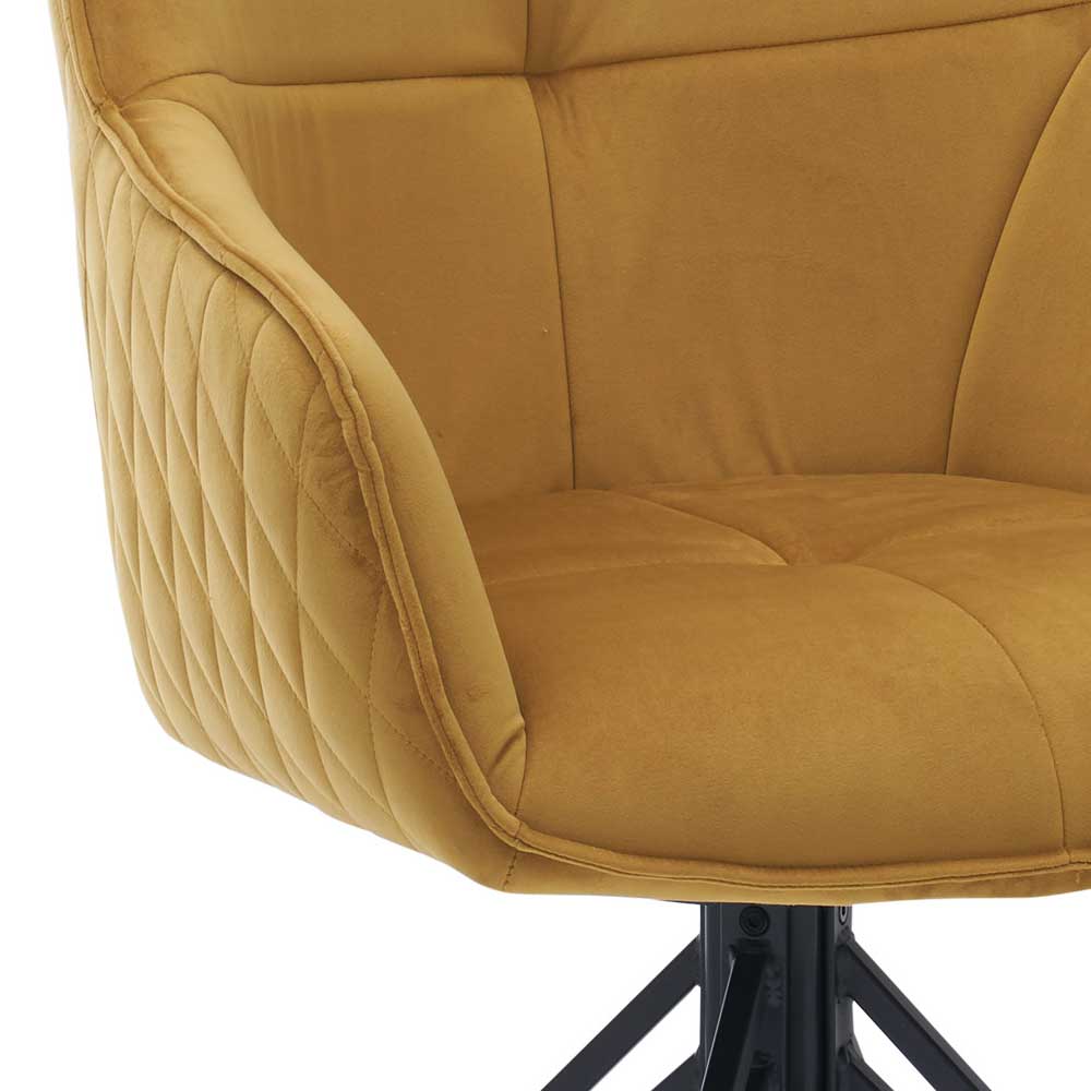 Drehbarer Tischsessel in Gold Samt - Bagavano (2er Set)