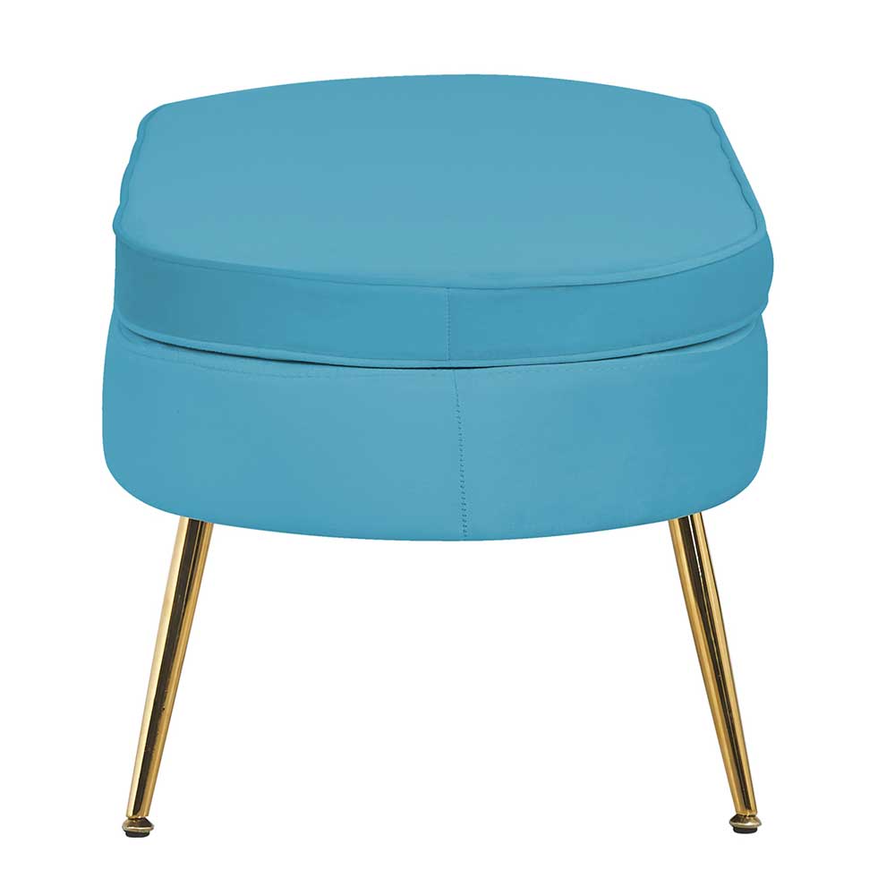 99x40x44 Polsterhocker in Blau & Gold - Dolores