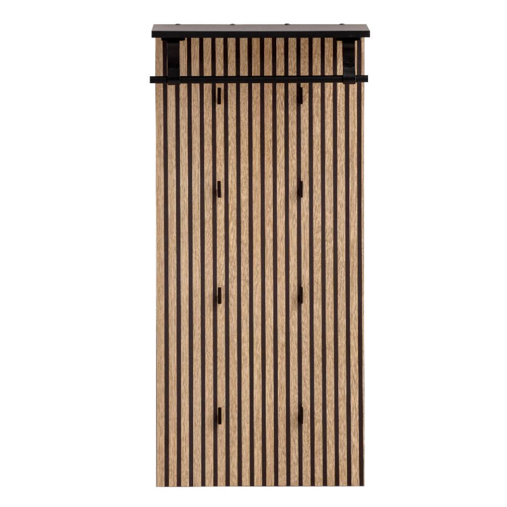 Wandgarderobe in Akustikpaneel Optik mit schwarzer Ablage und Hakenleiste – Duran