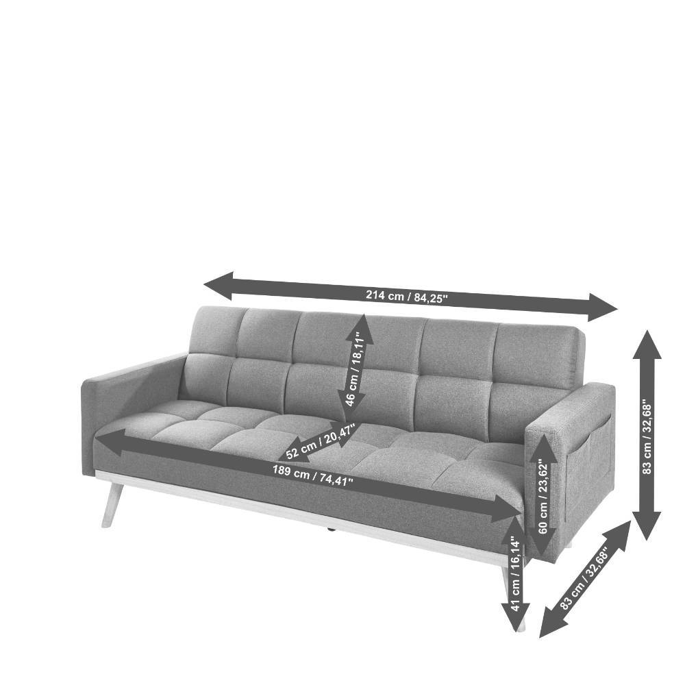 Retrodesign Klappcouch in Grau - Roper