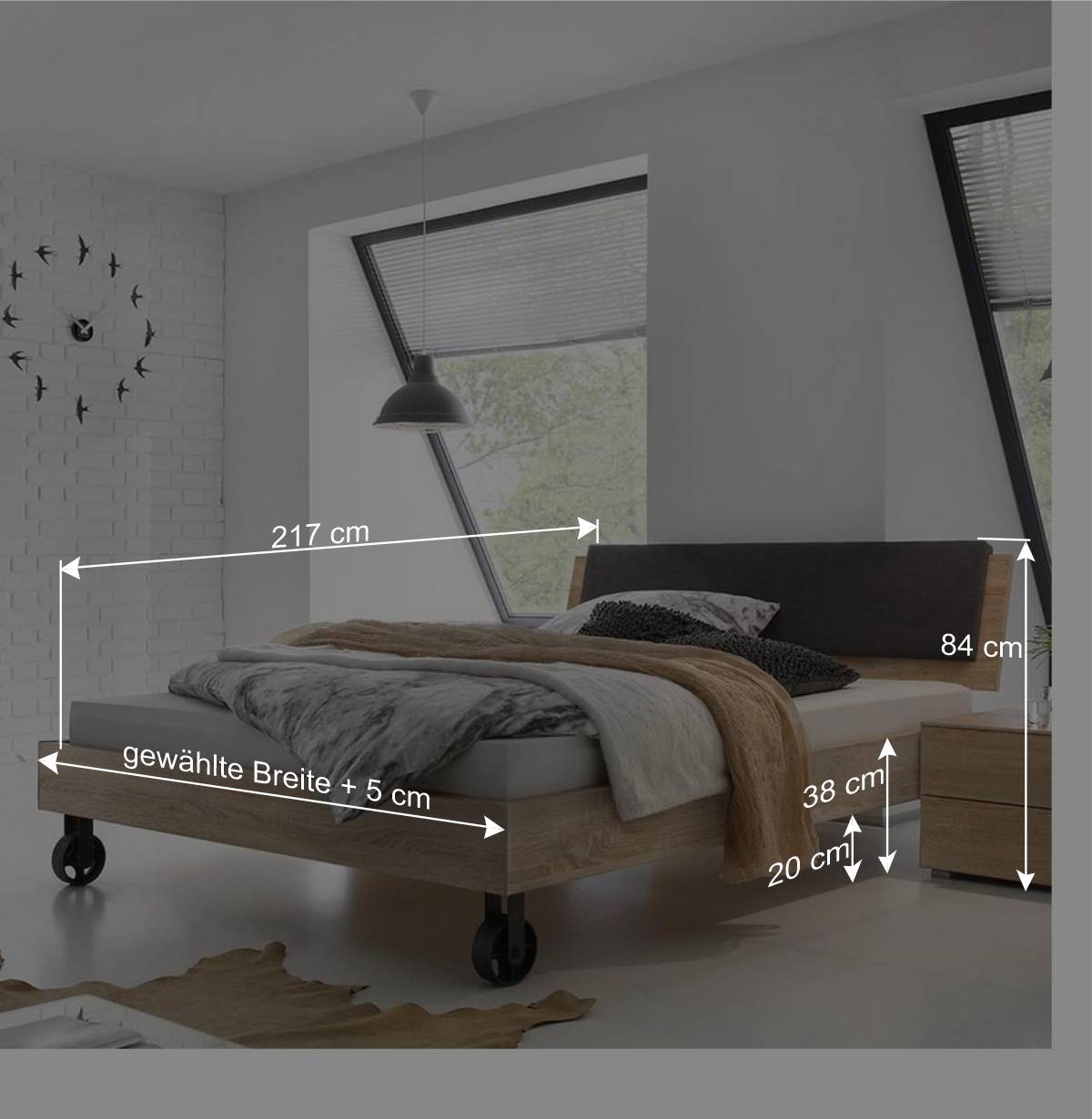 Factory Design Bett mit Nachtkommoden - Anglivia (dreiteilig)