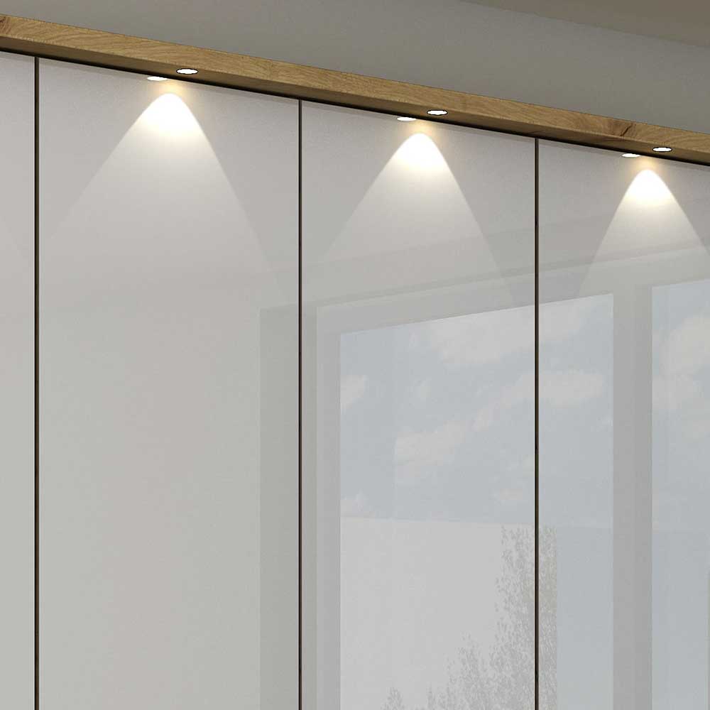 Integrierte LED-Beleuchtung im Eiche Bianco Rahmen des Kleiderschranks oben montiert – Nuetran