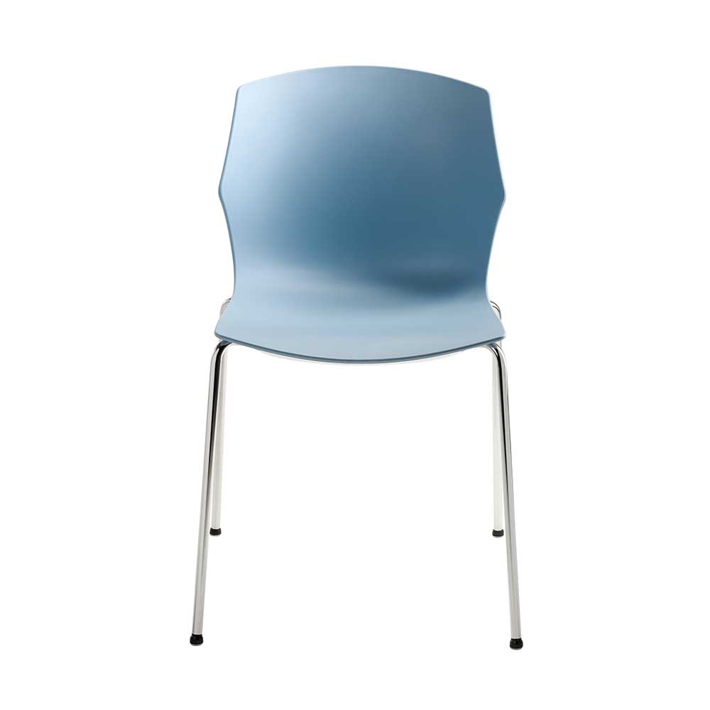 Stapelbarer Schalenstuhl in Blaugrau & Chrom - Casimon