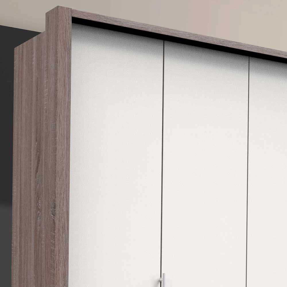 Schlafzimmerschrank in Weiß & Eiche dunkel - Tivierto