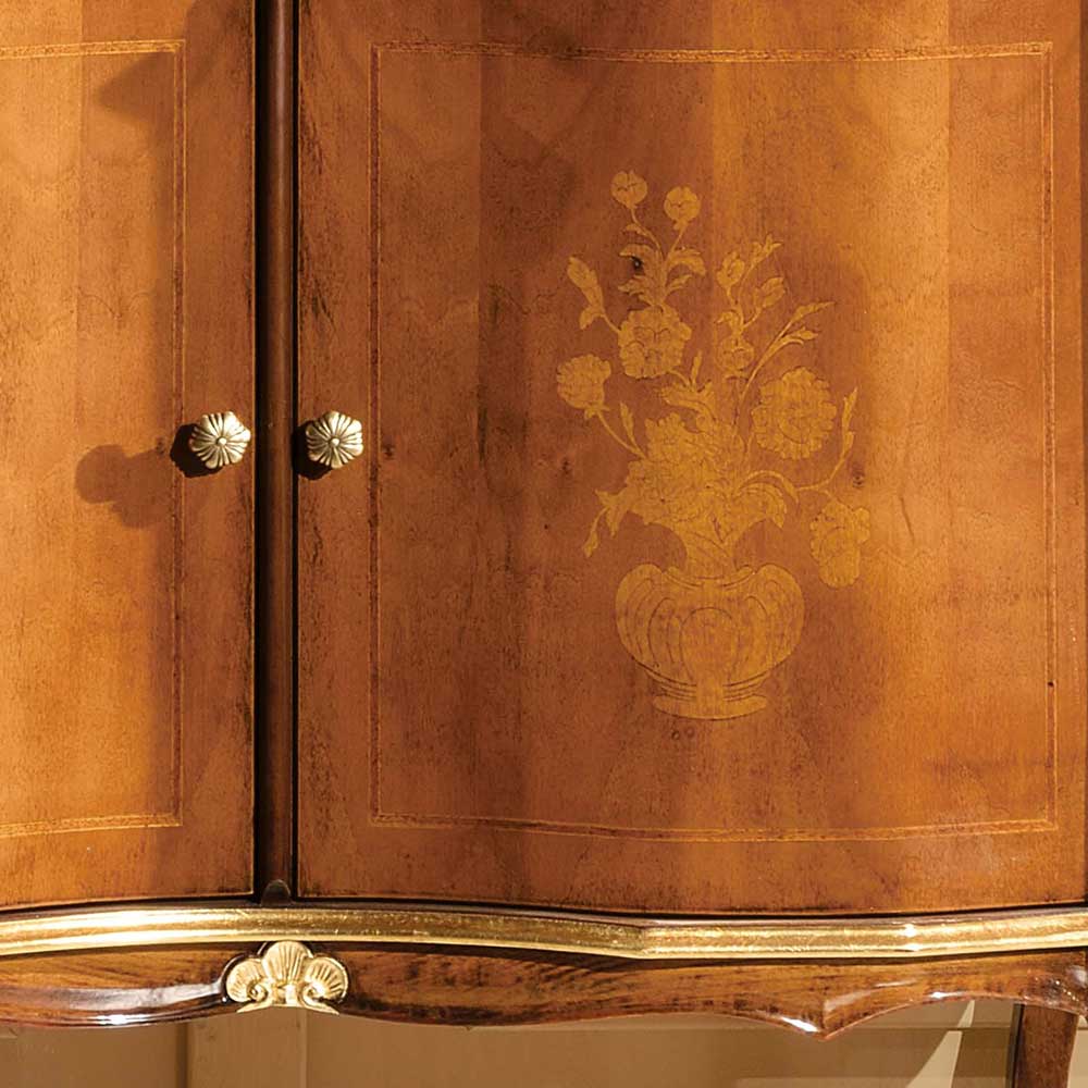 Edle Barock Kommode mit Blattgold & Intarsien Venerdina 2-türig