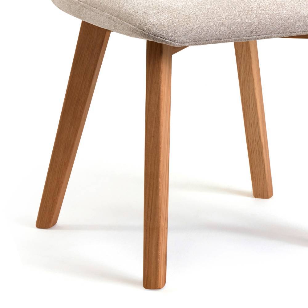 Schlanke Holzbeine des modernen Küchenstuhls in Beige für das 2er Set – Bennet