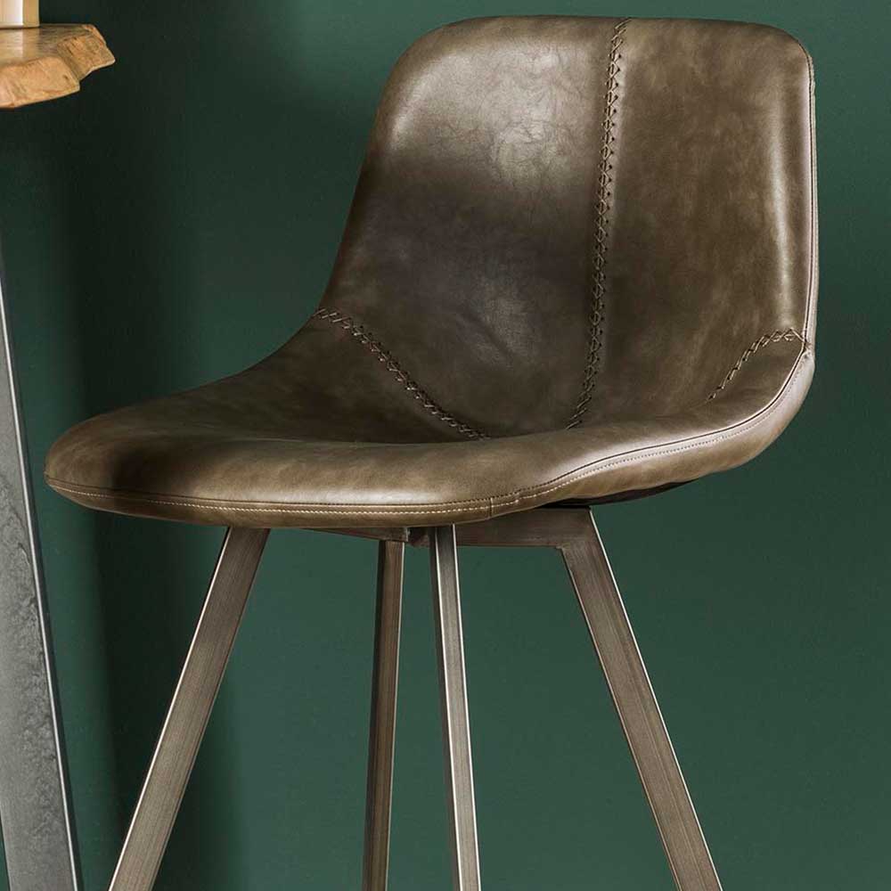 Kunstleder Barstühle in Taupe & Grau - Hatlantico (4er Set)