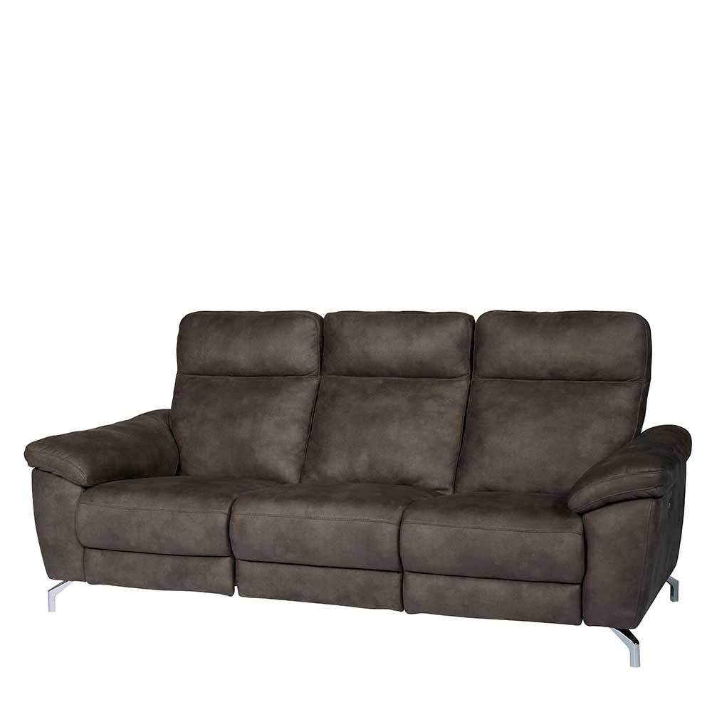 Microfaser Dreisitzer Sofa in Braun - Yisela