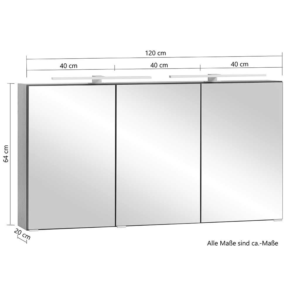 120x68x20 Spiegelschrank mit 3 Türen - Agiruan