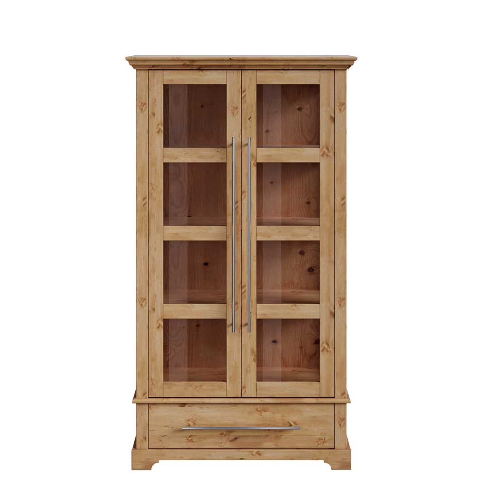 Kiefernholz Vitrine Glastür im Modern Country Style - Noellisa