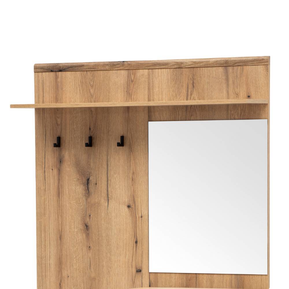 Kompakt-Garderobe in Eiche Optik und Graugrün - Oliva