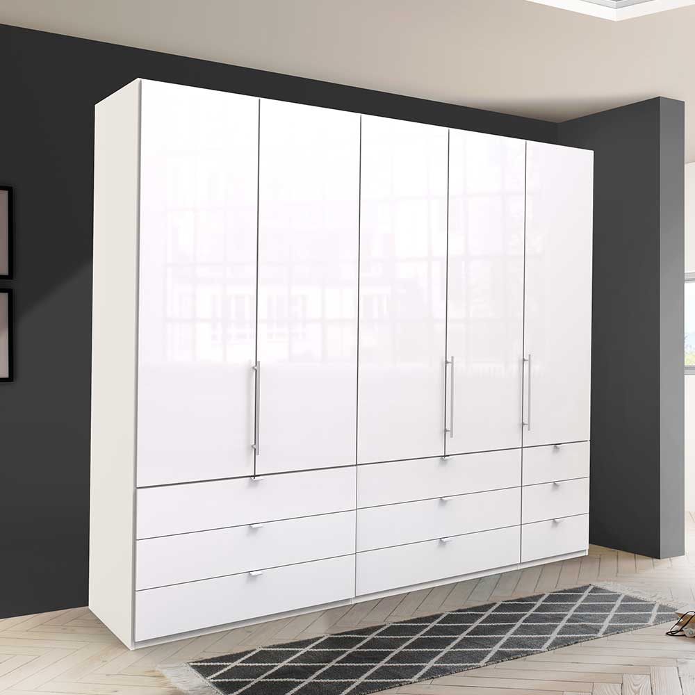 Weißer Schrank für Kleidung mit Glas Front - Dolienca