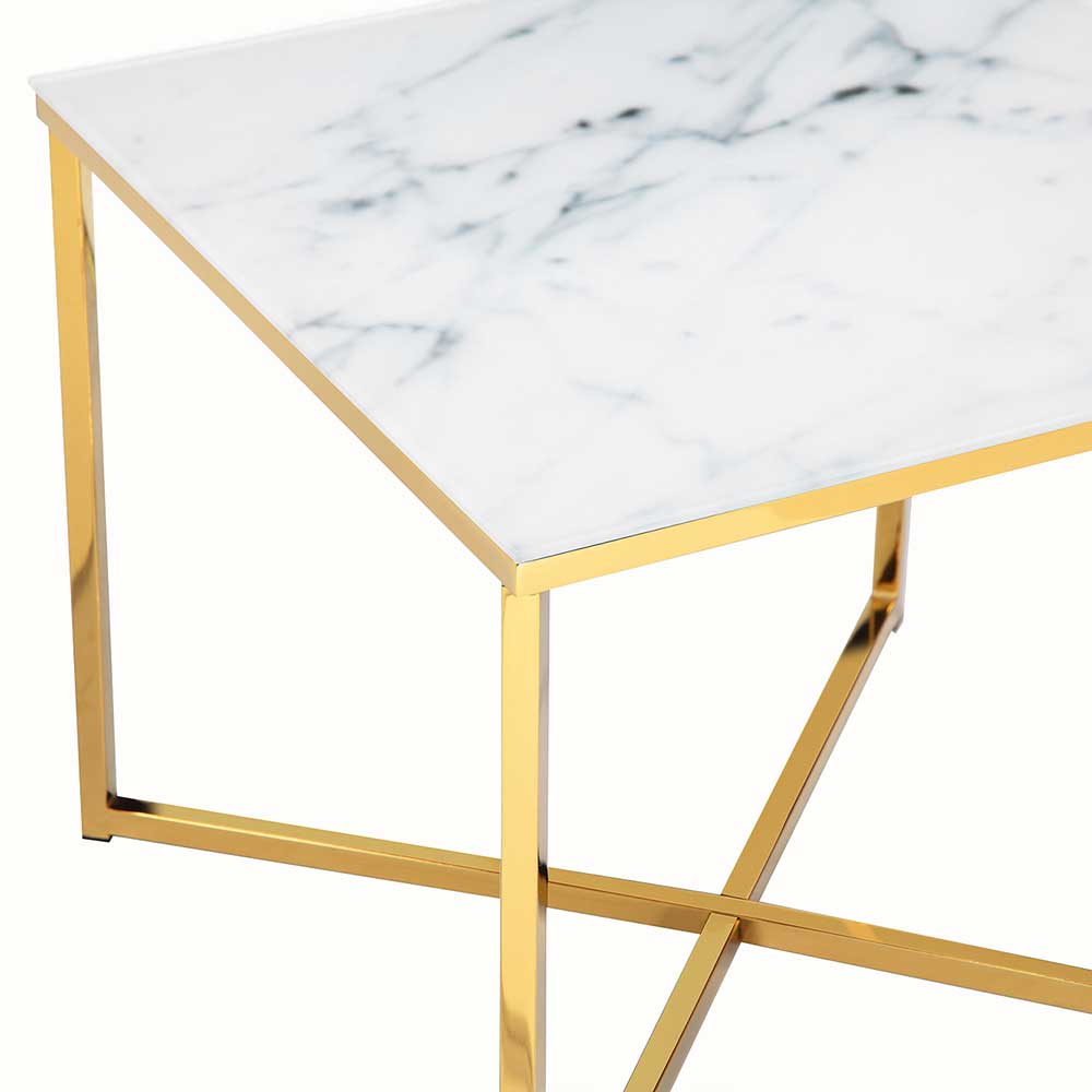 50x42x50 Couchtisch mit Glasplatte Mamor Optik - Ivalin