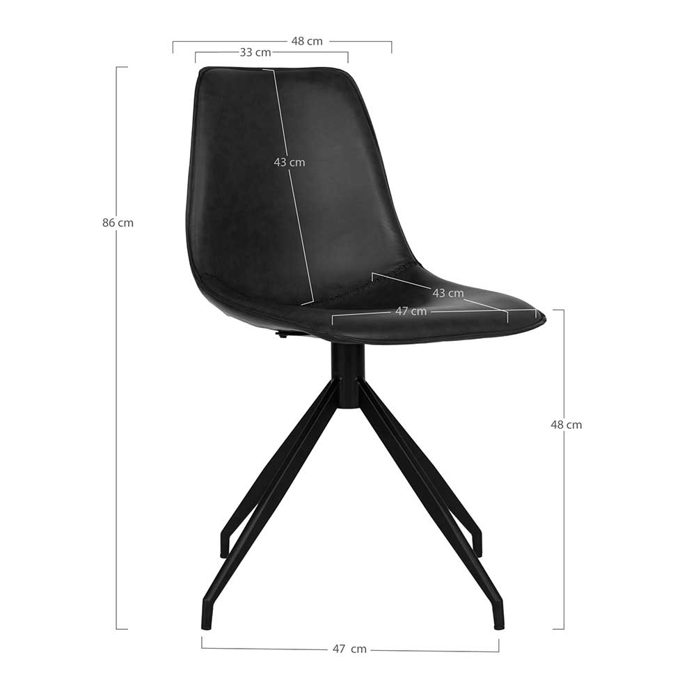 Drehstühle aus Kunstleder in Schwarz - Jalisa (2er Set)