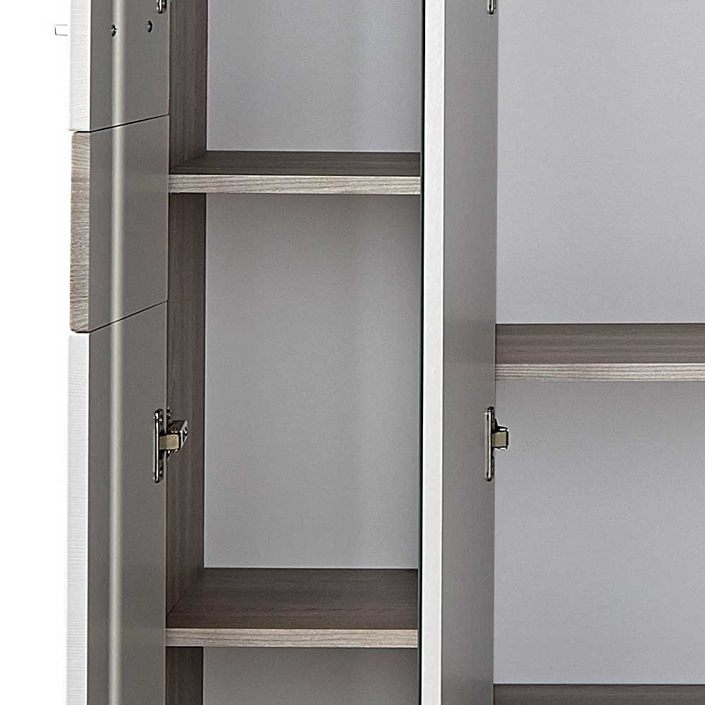 Dielenschrank Brosgo in Weiß Silbereiche