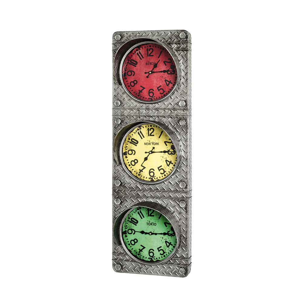 Stahl Design Wanduhr in Ampel Optik - Cunicci