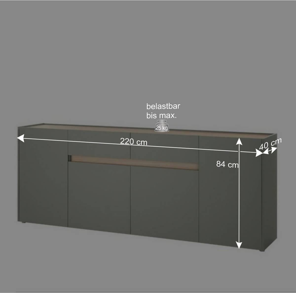Sideboard in Graugrün - Socotta