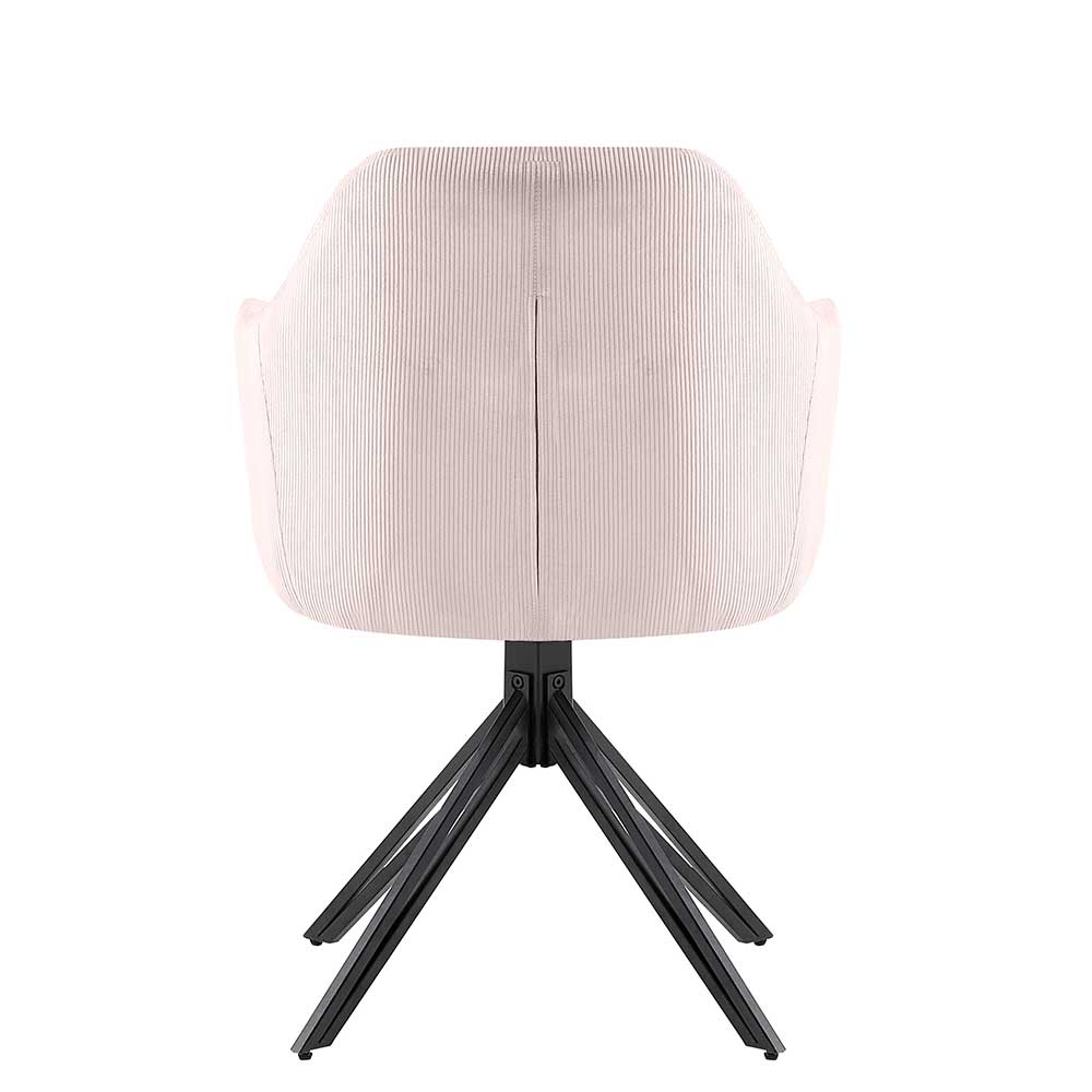 Esstisch Drehsessel aus Cord in Rosa - Melillac (2er Set)