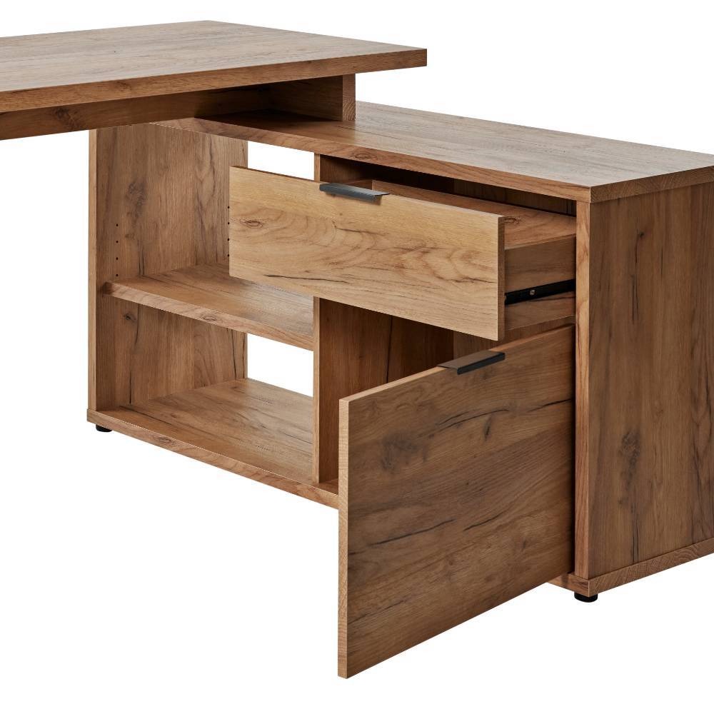 Winkel-Schreibtisch in Kerneiche Holzoptik - Estaguma