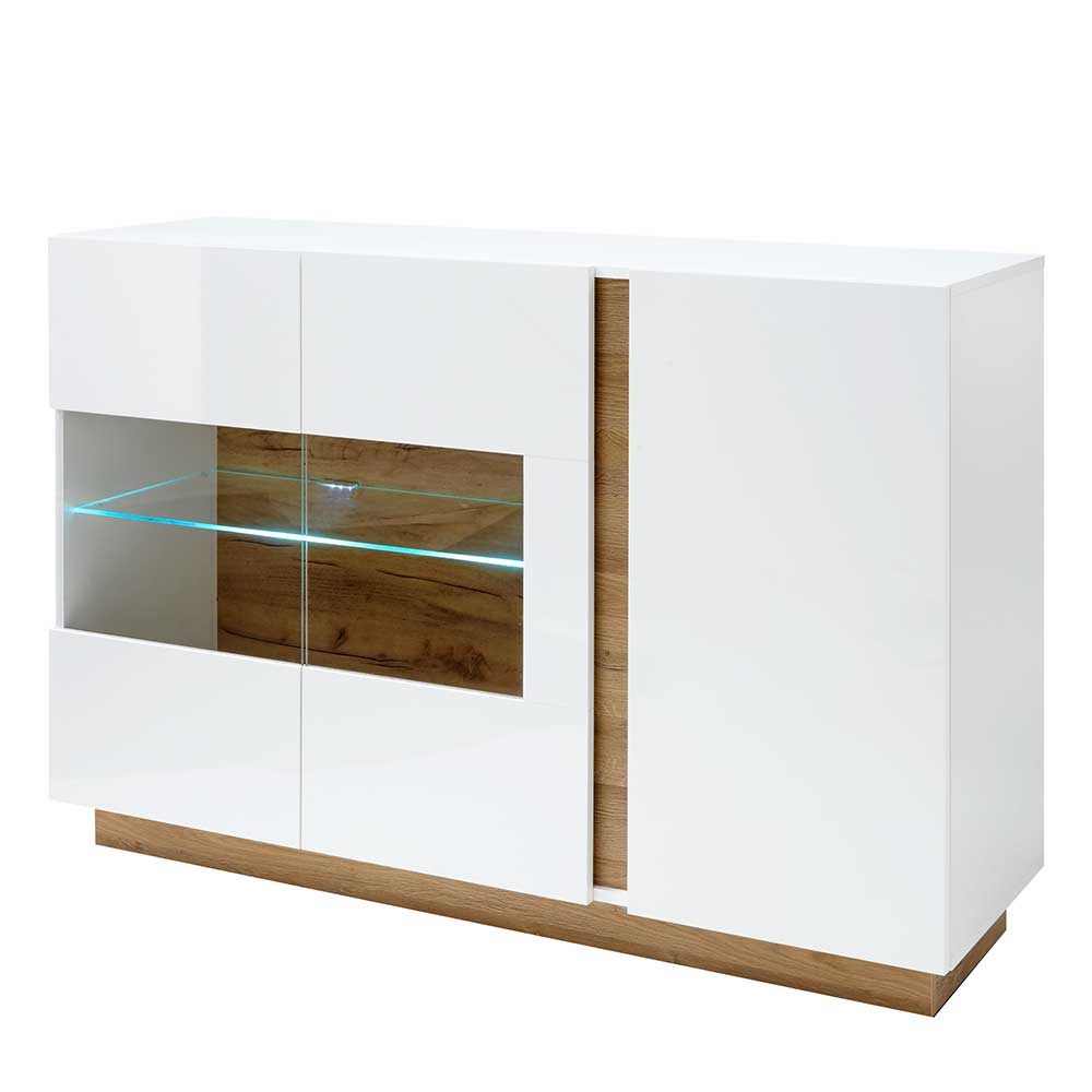 138x91x40 Kommode mit Glas 3-türig - Myrda