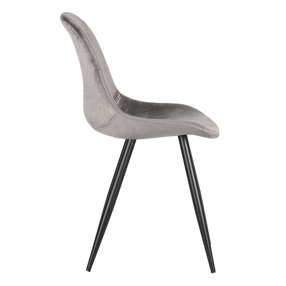 Gepolsterter Skandi Schalenstuhl in Grau & Schwarz - Arzania (2er Set)