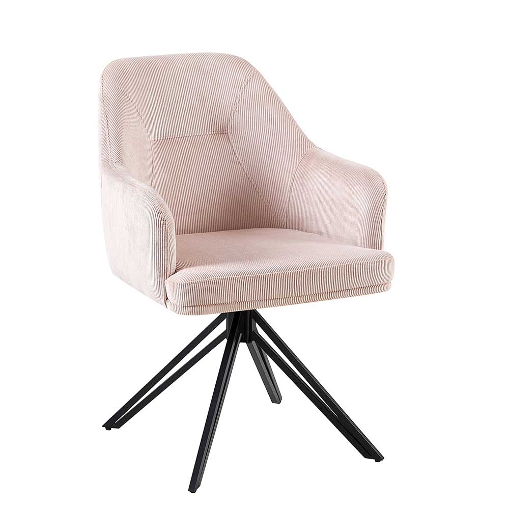 Esstisch Drehsessel aus Cord in Rosa - Melillac (2er Set)