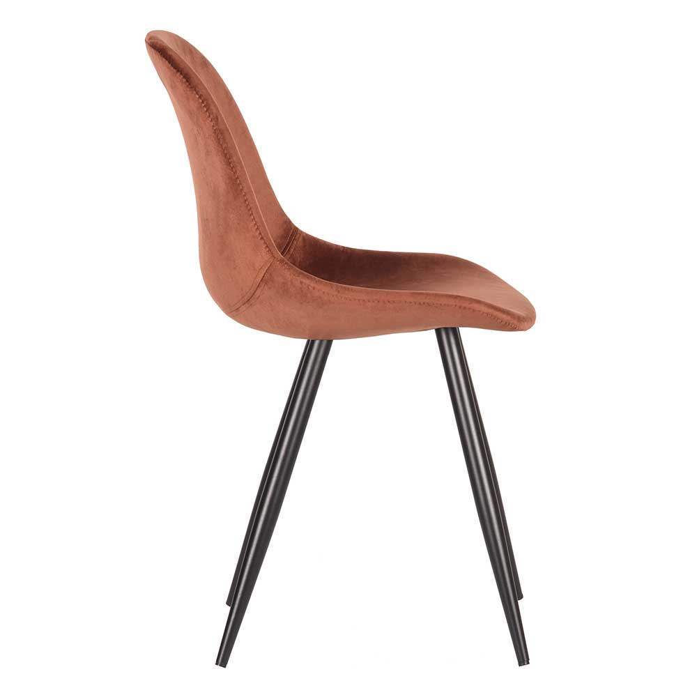 Scandi Chic Polsterstuhl in Rost Samt - Broncing (2er Set)