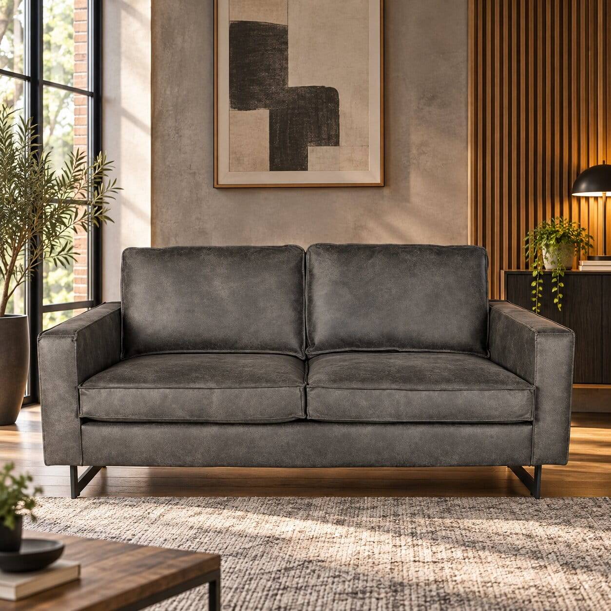 Zweisitzer Wohnzimmer Sofa mit Kufen aus Metall - Comoto