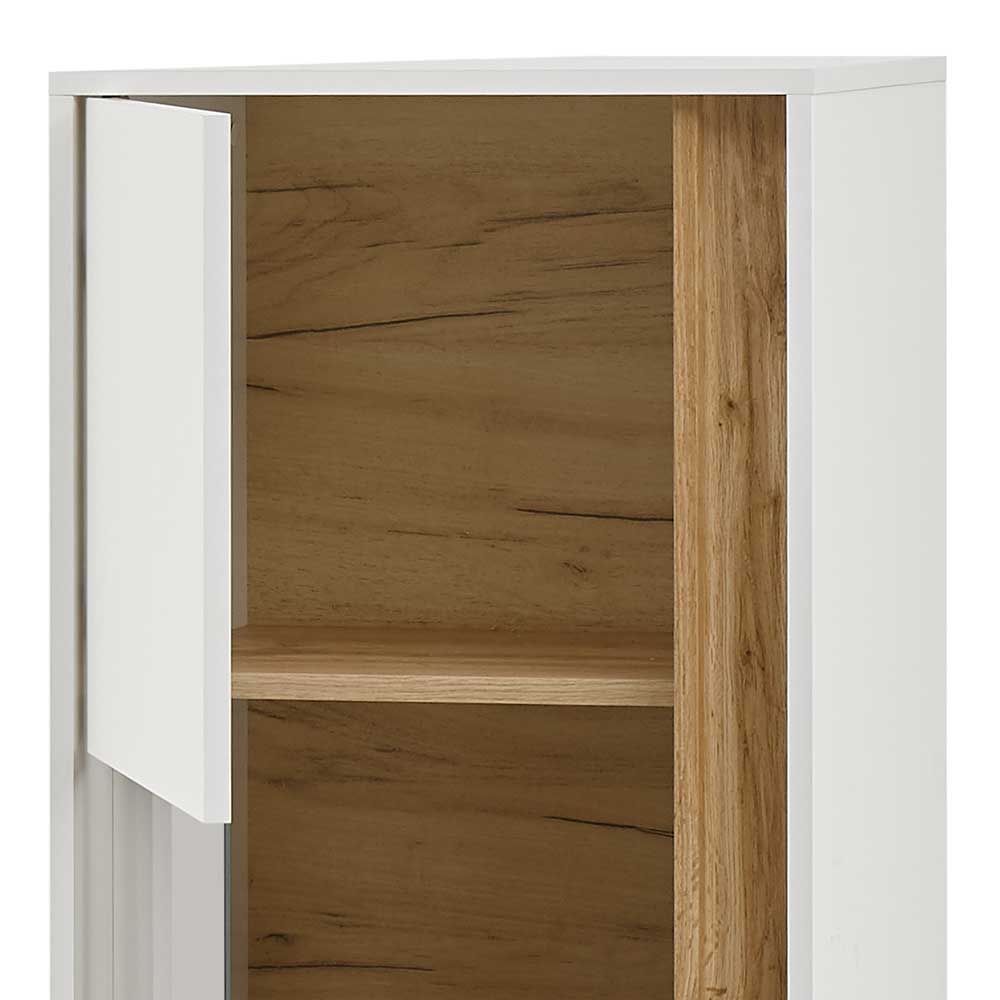 Vitrinenschrank in Weiß & Wildeiche Dekor - Nonessia