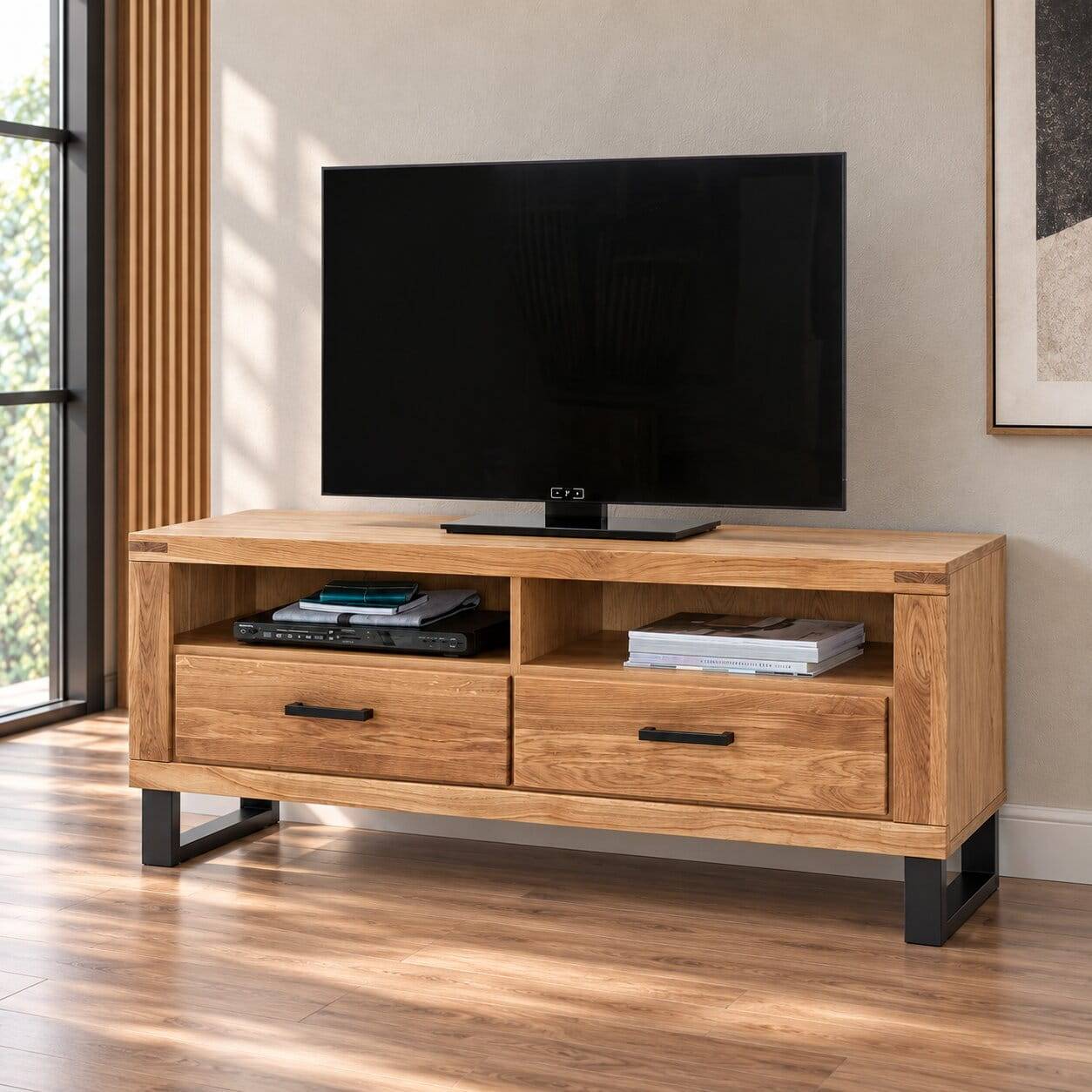 Loft TV Kommode aus teilmassiver Wildeiche - Arello
